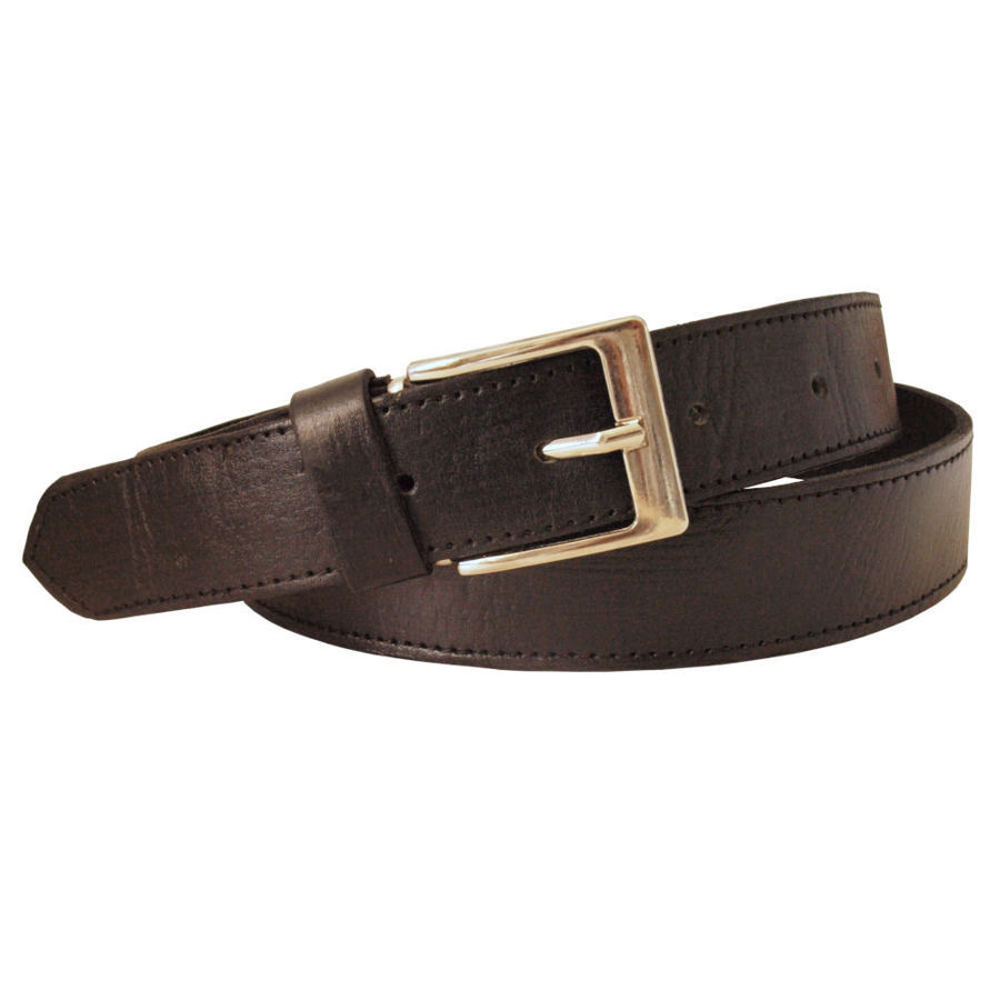 Picture of Black Leather Belt with Black Stitching - Narrow Width