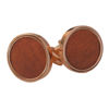 Rose Gold Leather Cufflinks on White Background