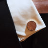 Rose Gold Leather Cufflinks Worn in White Sleeve
