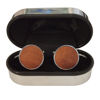 Thin Silver Leather Cufflinks Inside Silver Case on White Background