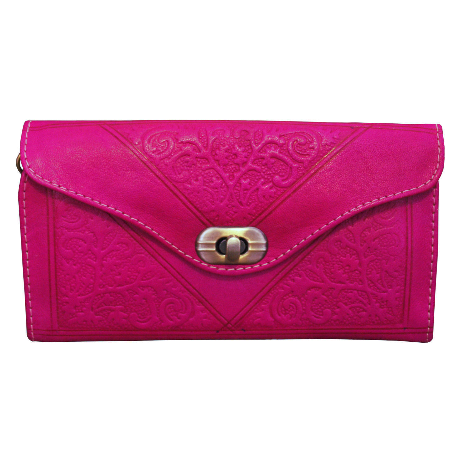 Pink Leather Purse on White Background