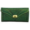 Green Leather Purse on White Background