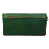 Reversed of Green Leather Purse with Zip on Back on White Background