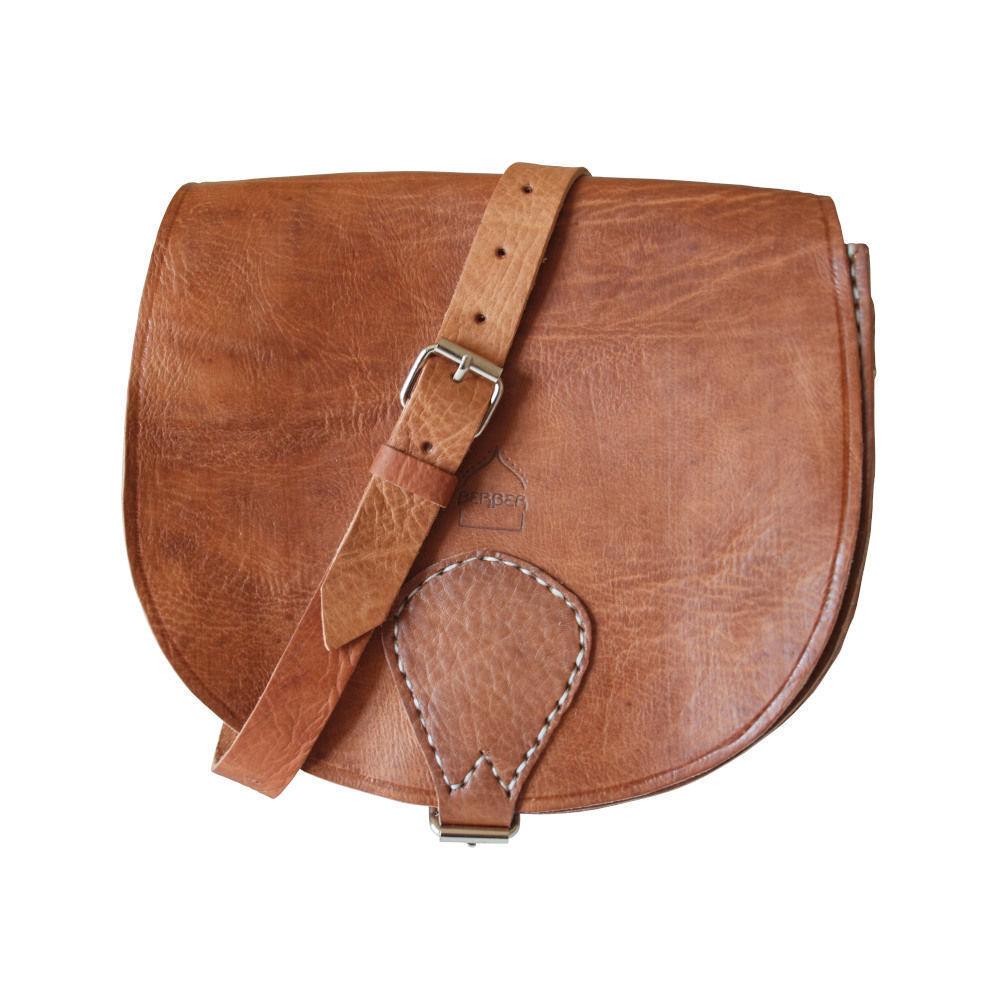 Louise Minimal Leather Saddle Bag | Tan | hush