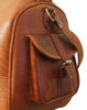 Sideview of Tan Overnight Bag's Pocket on White Background
