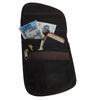Opened Kenitra Travel Pouch in Dark Brown with Keys, Phone, and Money Inside on White Background