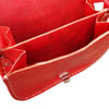 Red Mini Tamara Saddle Bag with Embossed Leather Opened on White Background