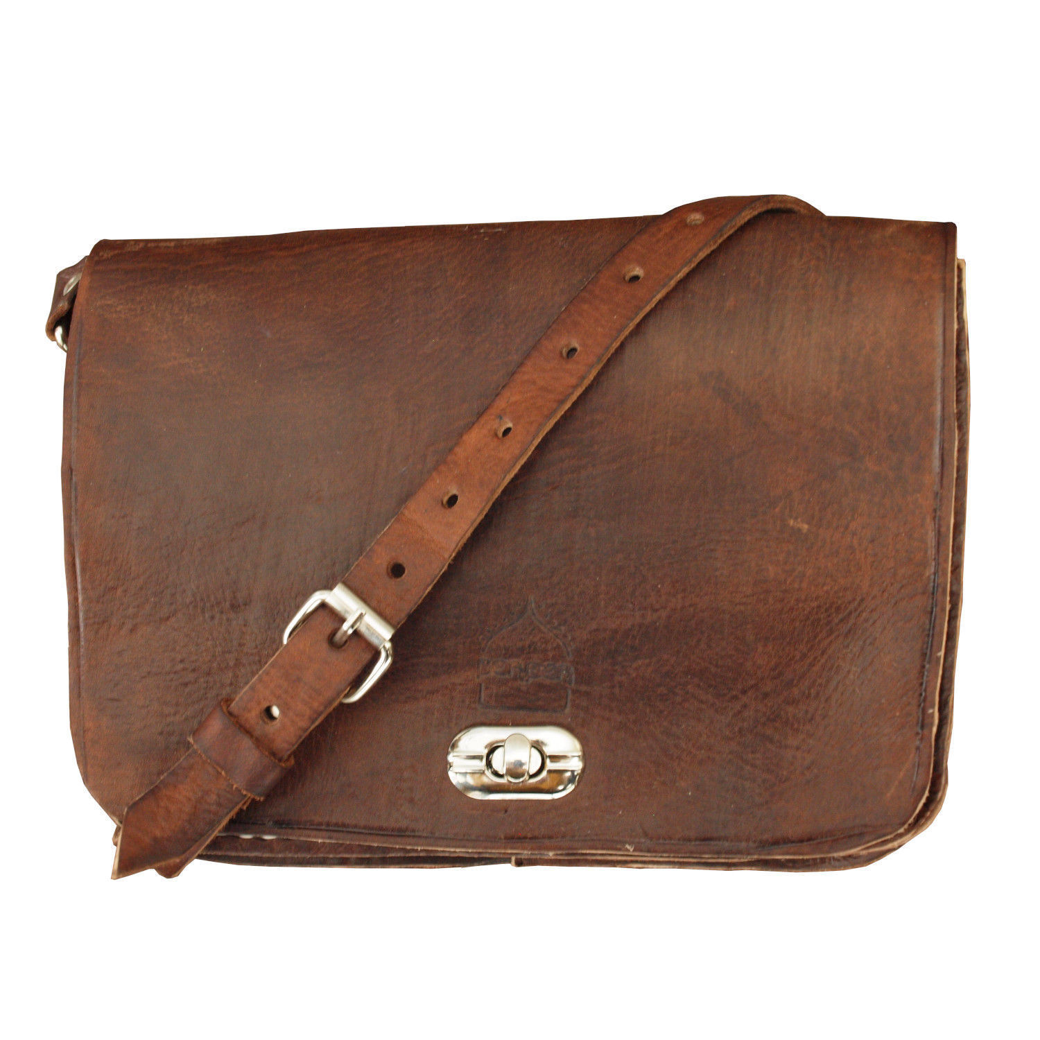 The Kenitra Cross-Body Bag in Dark Brown with Strap on White Background