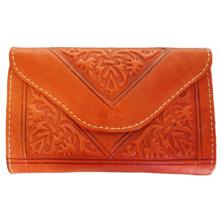 Picture of Small Leather Tri-Fold Purse Light Brown