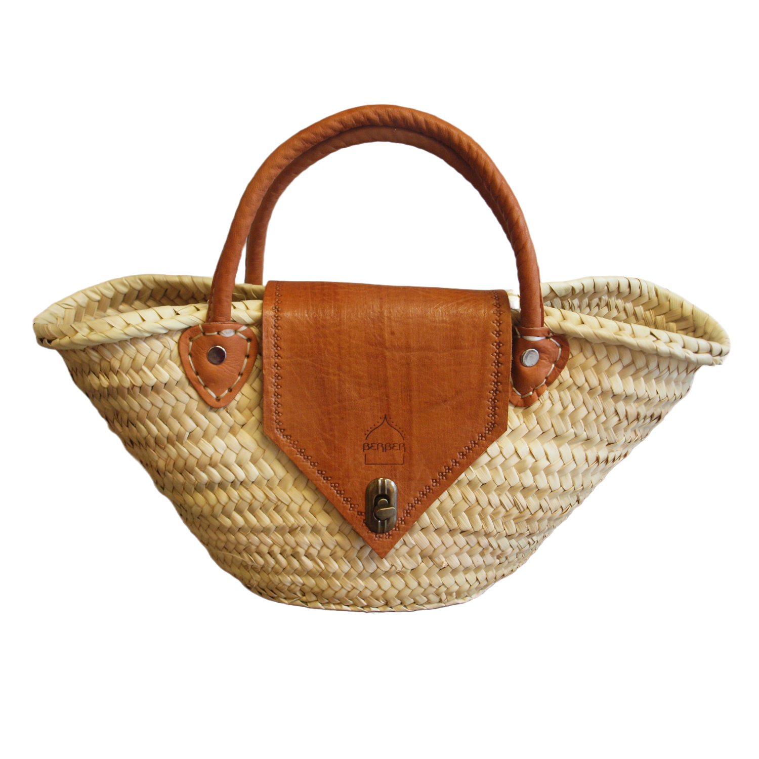 The Safi Small Rattan Beach Tote with White Background