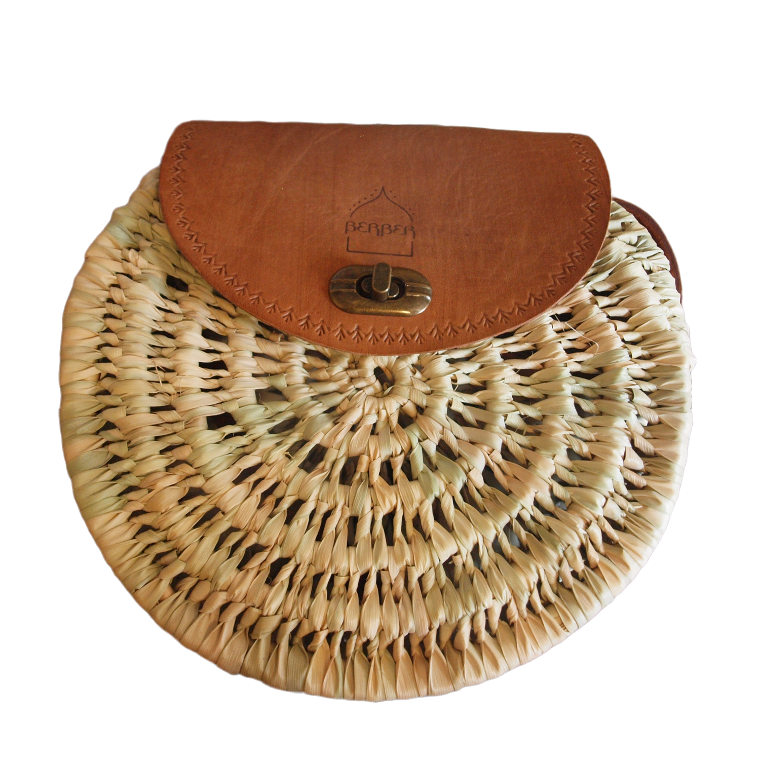 The Safi Rattan Round Bag - Loose Weave on White Background