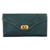 Teal Leather Purse on White Background